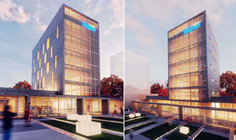 Proyecto Edificio Central de la Cooperativa Telef&oacute;nica de Pinamar TELPIN - Arqs. Octavio Luqui, Toussaint Jimenez y Jorge Iriarte (menci&oacute;n especial en Concurso)